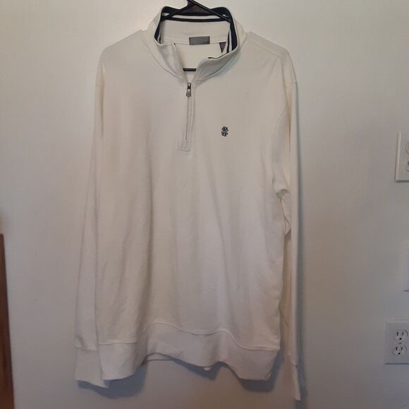 IZOD Golf Long Sleeve Pullover Shirt Sweatshirt Size L 1/4 Zip White - Picture 1 of 10
